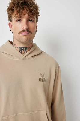 Ardene Man Graphic Hoodie For Men in Beige | Size | 100% Cotton | Fleece-Lined
