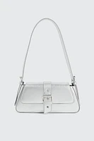 Ardene Shoulder Bag with Buckle in Silver | 100% Recycled Polyester/Faux Leather | Eco-Conscious