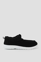 Ardene Sherpa Lined Slip On Sneakers in Black | Size | Faux Suede