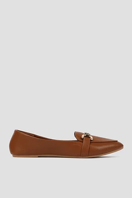 Ardene Pointy Loafers with Horsibit Detail in | Size | Faux Leather