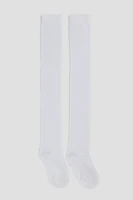 Ardene Bamboo Rayon Over-the-Knee Socks in White | Polyester/Rayon/Elastane | Eco-Conscious