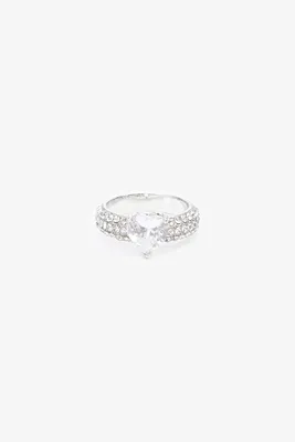 Ardene Pave Heart Ring in Silver | Size Small