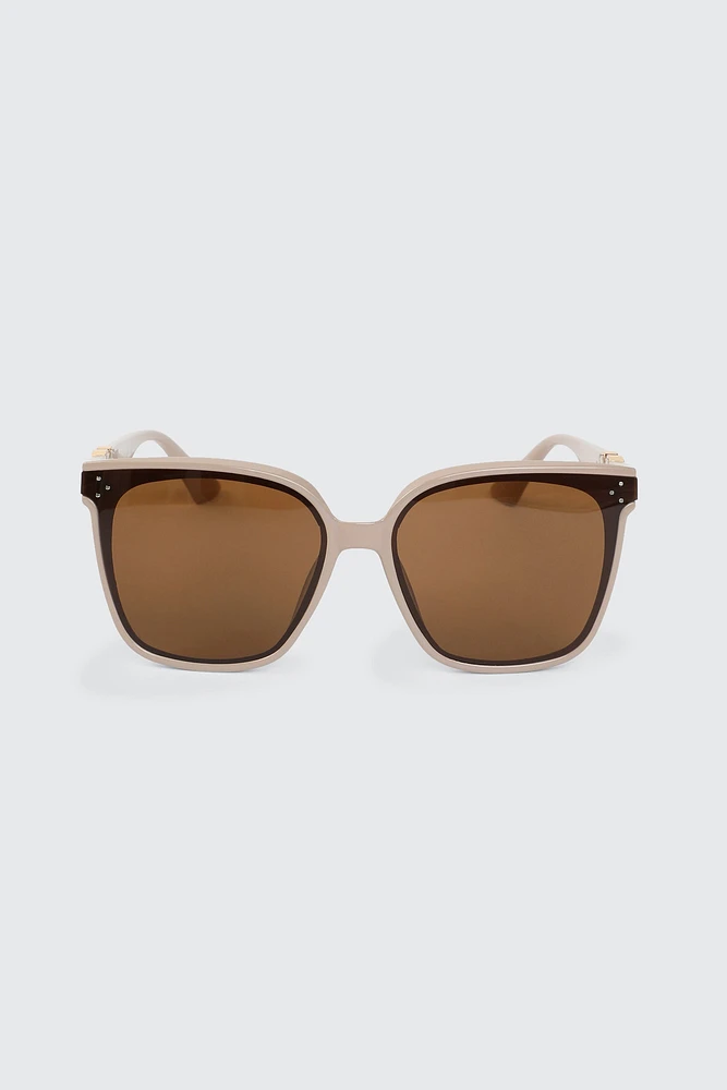 Ardene Oversized Square Sunglasses with Detail in Blush