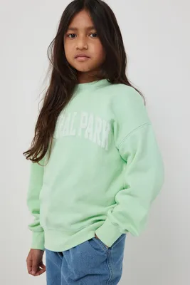 Ardene Kids Destination Crew Neck Sweatshirt in Light | Size | Polyester/Cotton | Fleece-Lined