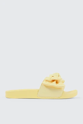 Ardene Slides with Bow Detail in Light | Size