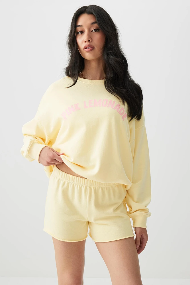 Ardene French Terry Shorties in Light Yellow | Size | Polyester/Cotton | Eco-Conscious