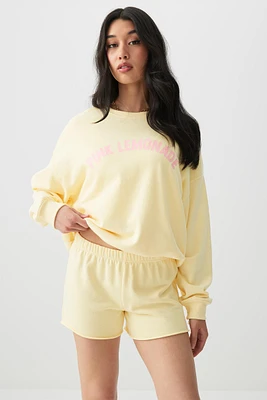 Ardene French Terry Shorties in Light Yellow | Size | Polyester/Cotton | Eco-Conscious