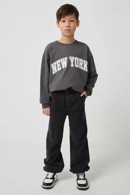 Ardene Kids Denim Joggers in Black | Size | 100% Cotton
