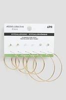 Ardene 6-Pack Stud & Hoop Earrings in Gold | Stainless Steel | Eco-Conscious