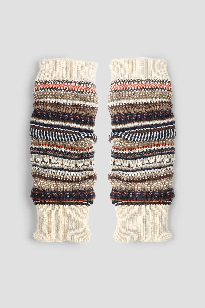 Ardene Muticoloured Stripe Leg Warmers in Beige | Polyester