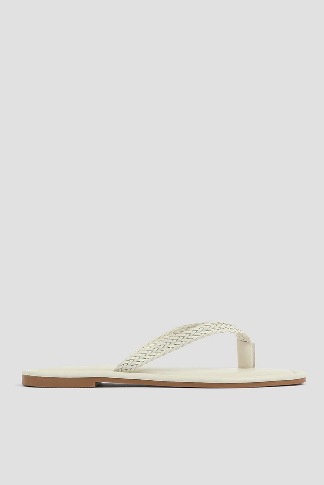 Ardene Braided Flip-Flops Sandals in | Size | Faux Leather