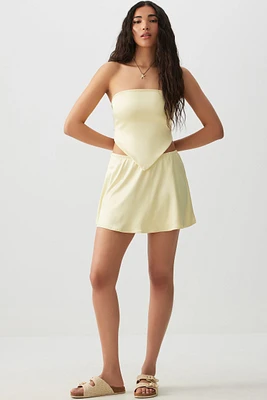 Ardene Satin Mini Skirt in Light Yellow | Size | Polyester/Spandex