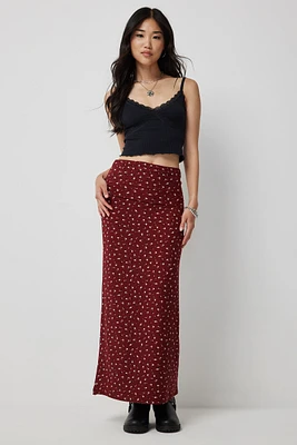 Ardene Two-Way Super Soft Maxi Skirt in Burgundy | Size Small | Polyester/Spandex