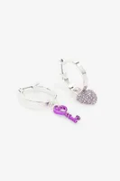 Ardene Heart Padlock & Key Hoop Earrings in Silver | Stainless Steel