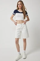 Ardene High Rise Skater Jorts in White | Size | 100% Cotton