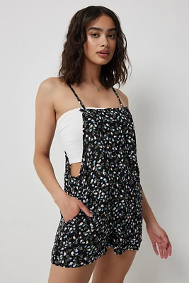 Ardene Ditsy Floral Shortall in Black | Size | Polyester