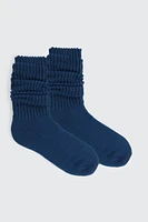Ardene Slouchy Crew Socks in Dark Blue | Polyester/Spandex
