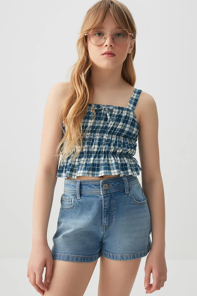 Ardene Kids Printed Peplum Tank Top in Dark Blue | Size | Polyester/Elastane
