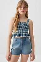 Ardene Kids Printed Peplum Tank Top in Dark Blue | Size | Polyester/Elastane
