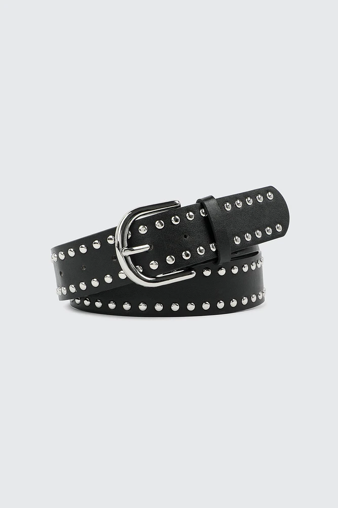 Ardene Studded Belt in Black | Size Small | Faux Leather