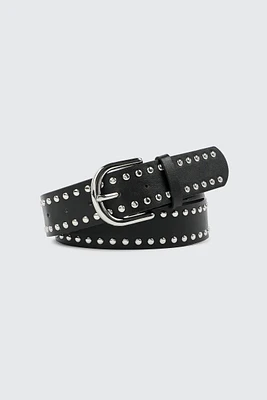 Ardene Studded Belt in Black | Size Small | Faux Leather