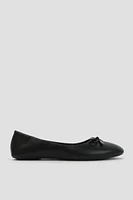 Ardene Ballet Flats with Bow in | Size | Faux Leather/Faux Suede