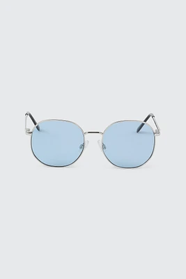 Ardene Colored lense Round Sunglasses in Medium Blue