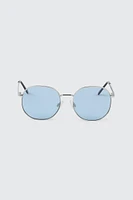 Ardene Colored lense Round Sunglasses in Medium Blue