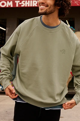 Ardene Man Raglan Crew Neck Sweatshirt For Men in Light Green | Size | Cotton/Elastane