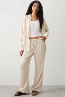 Ardene Wide Leg Linen Blend Pants in Beige | Size | Rayon
