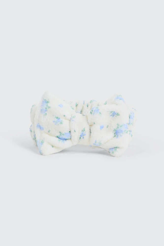 Ardene Floral Spa Headband in Light Blue