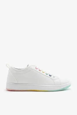 Ardene Rainbow Outsole Tennis Shoes in White | Size | Rubber