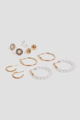 Ardene 6-Pack Pearl Stud & Hoop Earrings in Gold | Stainless Steel