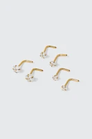 Ardene 6-Pack 18K Gold Plated Square Stone Nose Studs