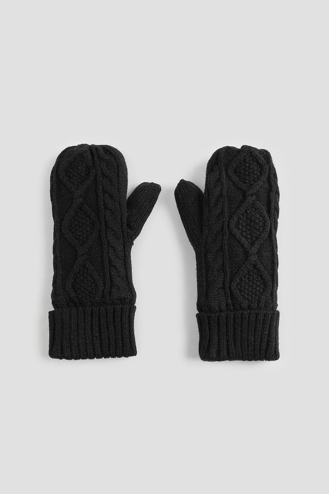 Ardene Kids Cable Knit Mittens in | Polyester