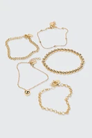 Ardene 5-Pack Chain & Sphere Bracelets in Gold