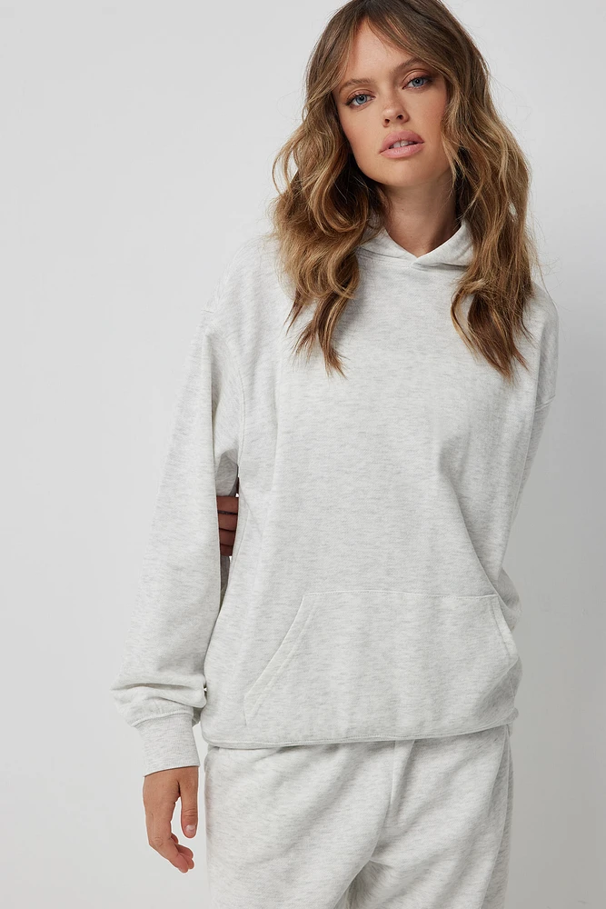 Ardene Solid Hoodie in Light Grey | Size | Polyester/Cotton | Fleece-Lined | Eco-Conscious