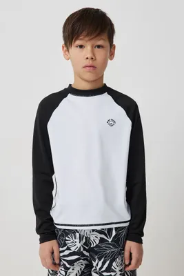 Ardene Kids Black & White Long Sleeve Rashguard | Size | Polyester/Nylon/Elastane