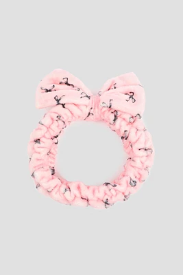 Ardene Bow Spa Headband in Light Pink | Polyester