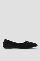 Ardene Ballet Flats with Fringes in Black | Size | Polyester | Eco-Conscious