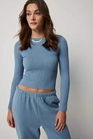 Ardene Seamless Crop Long Sleeve T-Shirt in | Size | Polyester/Nylon/Elastane | Eco-Conscious