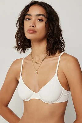 Ardene Triangle Bikini Top with Underwire in White | Size | Polyester/Nylon/Elastane | Microfiber