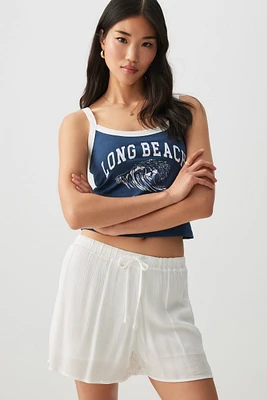 Ardene Crinkle Flowy Shorts in White | Size | Polyester/Rayon
