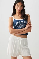 Ardene Crinkle Flowy Shorts in White | Size | Polyester/Rayon
