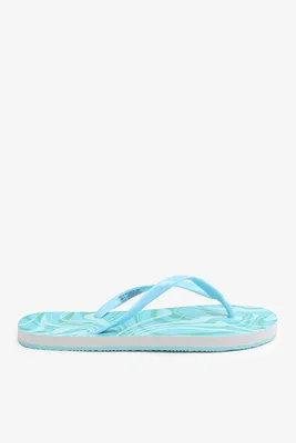 Ardene Printed Flip-Flops Sandals in Lt. Blue | Size | Rubber