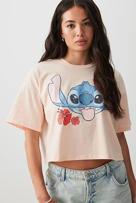 Ardene Boxy Stitch T-Shirt in Light Pink | Size | 100% Cotton