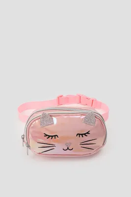 Ardene Kids Animal Fanny Pack in Light Pink | Faux Leather