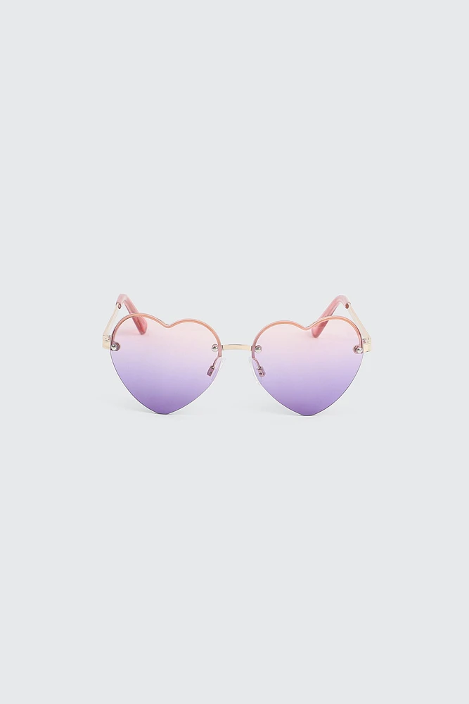 Ardene Kids Rimless Heart Sunglasses in Gold