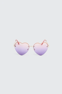 Ardene Kids Rimless Heart Sunglasses in Gold