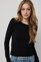 Ardene Basic Crop Long Sleeve T-Shirt in | Size | Cotton/Elastane | Eco-Conscious
